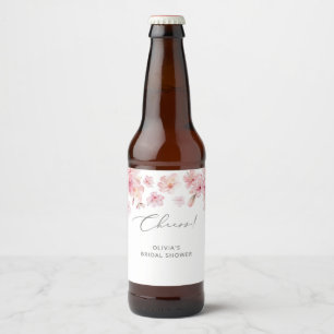 Elegant cherry blossom bridal shower beer bottle label