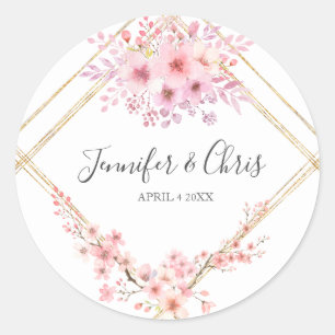 Elegant Cherry Blossom Classic Round Sticker