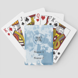 Elegant Cherry Blossom Cyanotype Wedding Invite Playing Cards