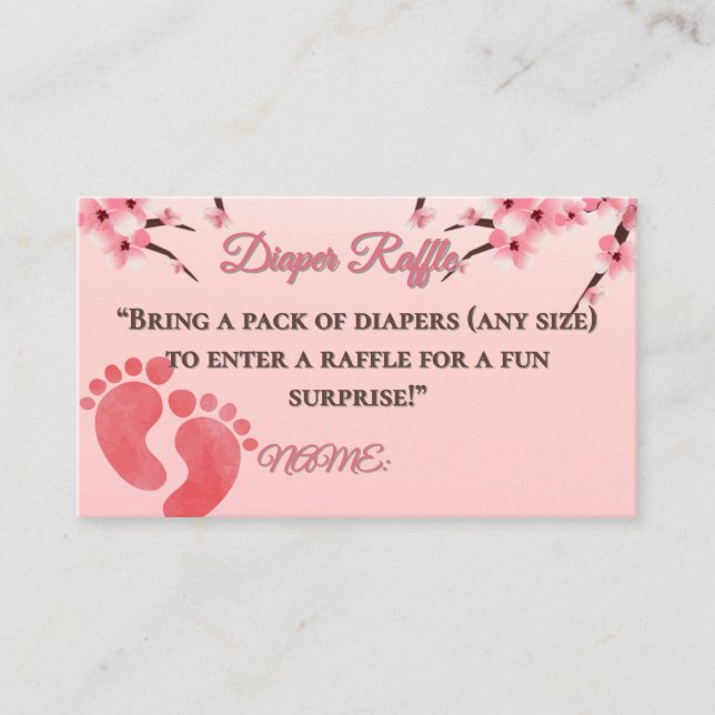Elegant Cherry Blossom Diaper Raffle Enclosure Card (Front)