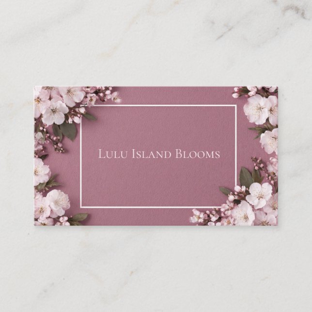 Elegant Cherry Blossom Dusty Rose Business Card (Front)