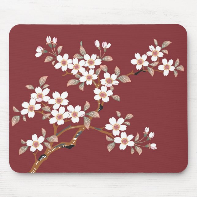 Elegant Cherry Blossom Floral Mousemat (Front)