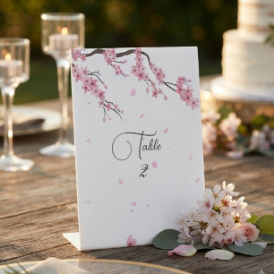 Elegant Cherry Blossom Floral Sakura Watercolor  Pedestal Sign