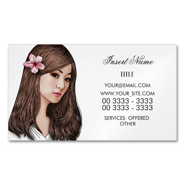 Elegant Cherry Blossom Magnetic Business Card (Front)