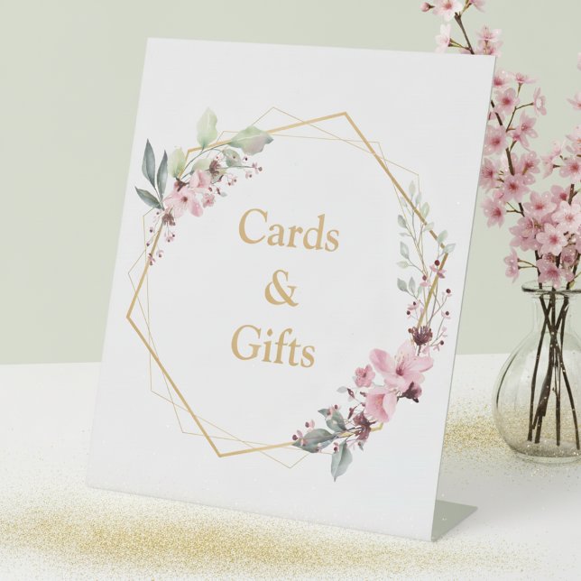 Elegant Cherry Blossom Party Cards and Gifts Sign (Cards and Gifts Party Sign 🌸)