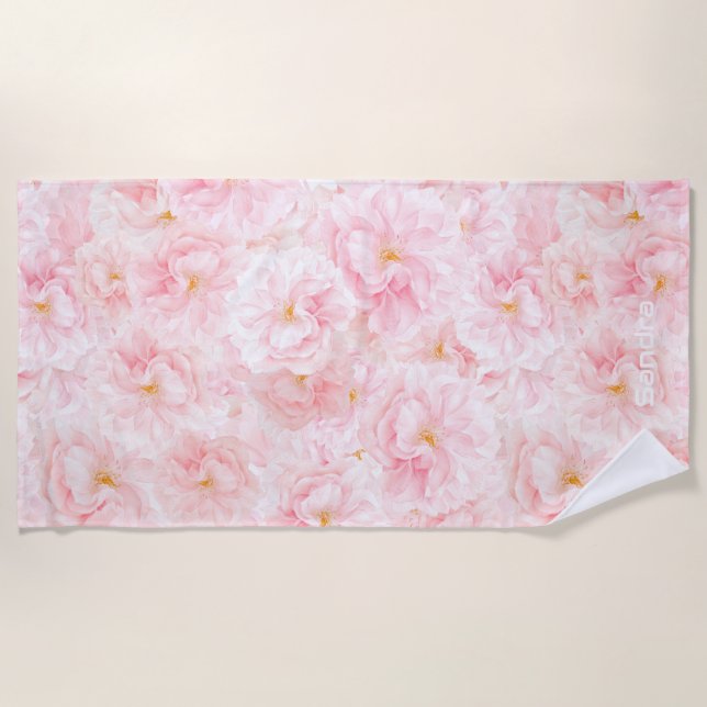 Elegant Cherry Blossom Pattern Design Beach Towel (Front)