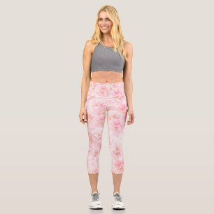 Elegant Cherry Blossom Pattern Design Capri Leggings