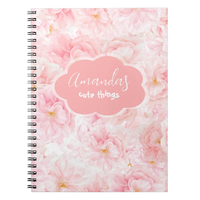 Elegant Cherry Blossom Pattern Design Notebook (Front)