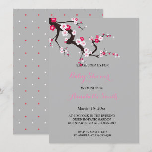 Elegant Cherry Blossom Pink floral Baby Shower Invitation