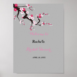 Elegant Cherry Blossom Pink  floral Bridal Shower Poster