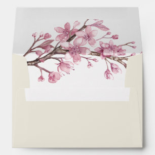 Elegant Cherry Blossom Pink Floral Wedding Envelope