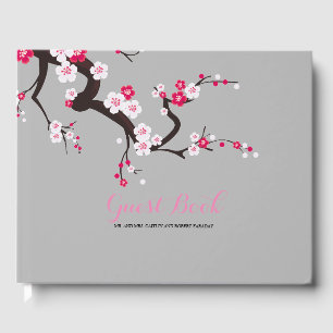 Elegant Cherry Blossom Pink floral Wedding guest Guest Book
