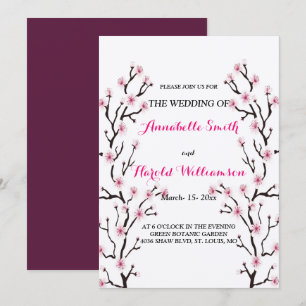 Elegant Cherry Blossom Pink floral Wedding Invitation
