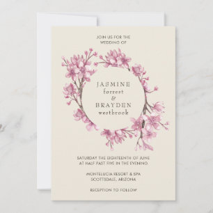 Elegant Cherry Blossom Pink Floral Wedding Invitation