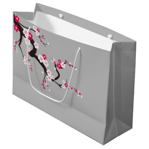 Elegant Cherry Blossom Pink White floral gift bag