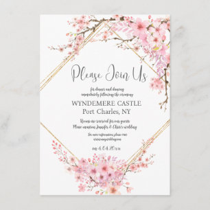 Elegant Cherry Blossom QR Code Wedding Enclosure Card