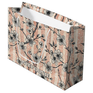 Elegant Cherry Blossom Sakura - Pink & White Large Gift Bag
