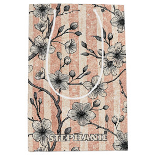 Elegant Cherry Blossom Sakura - Pink & White Medium Gift Bag