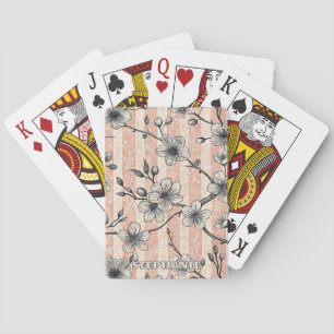 Elegant Cherry Blossom Sakura - Pink & White Playing Cards