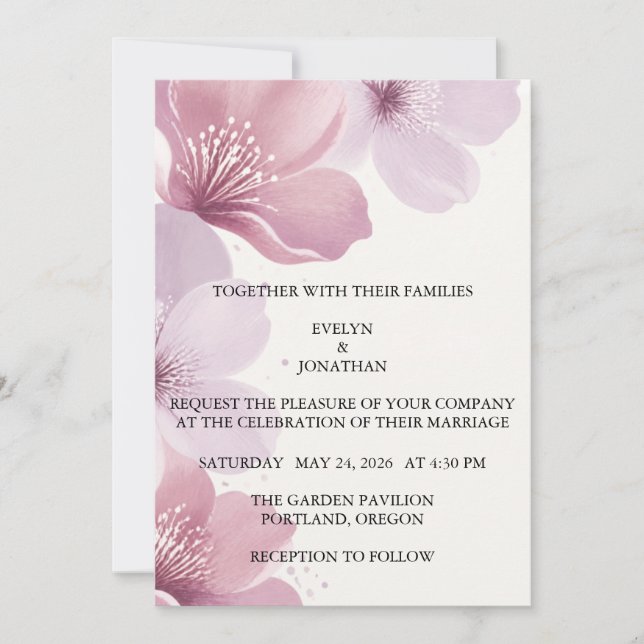 Elegant Cherry Blossom Save the Date (Front)