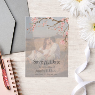 Elegant Cherry Blossom Save the Date Vellum Invitations