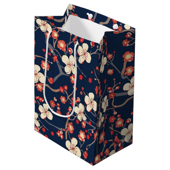 Elegant Cherry Blossom Seamless Pattern (10) Medium Gift Bag (Front Angled)