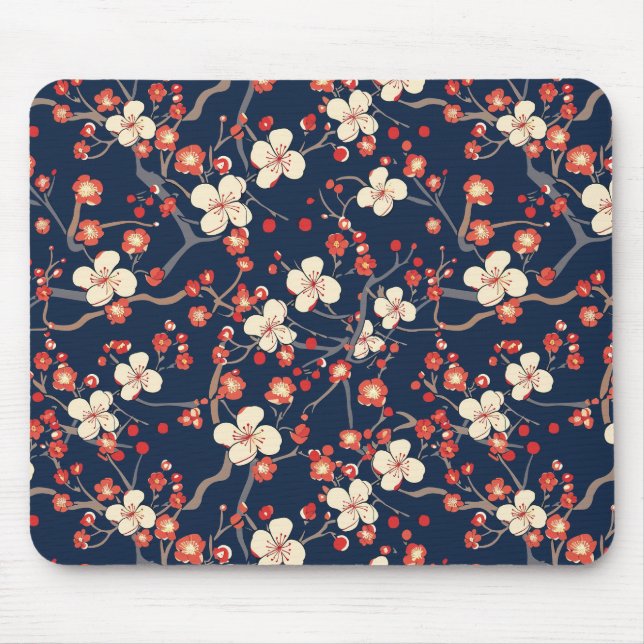 Elegant Cherry Blossom Seamless Pattern (10) Mouse Mat (Front)