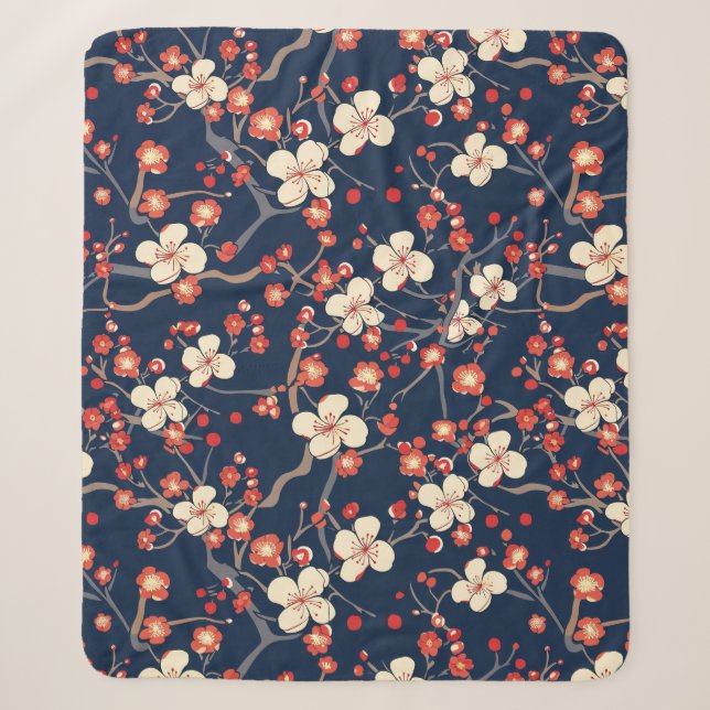 Elegant Cherry Blossom Seamless Pattern (10) Sherpa Blanket (Front)
