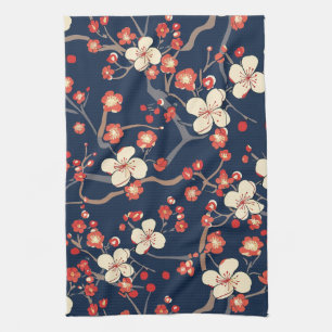 Elegant Cherry Blossom Seamless Pattern (10) Tea Towel