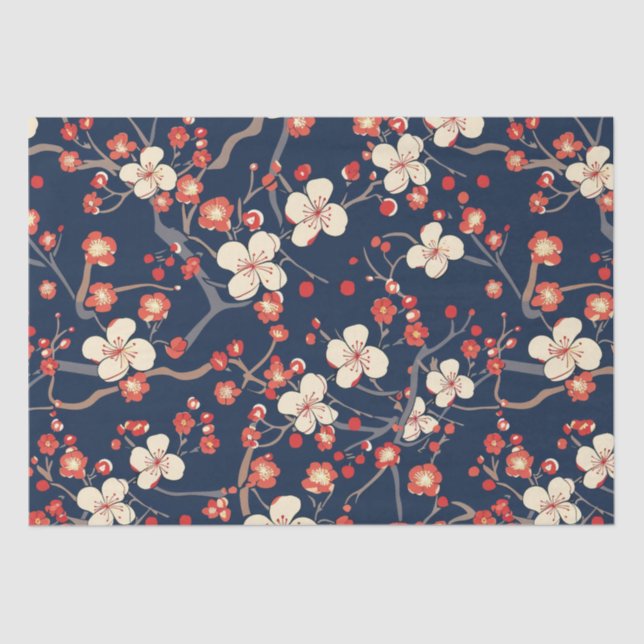 Elegant Cherry Blossom Seamless Pattern (10) Tissue Paper (Front)