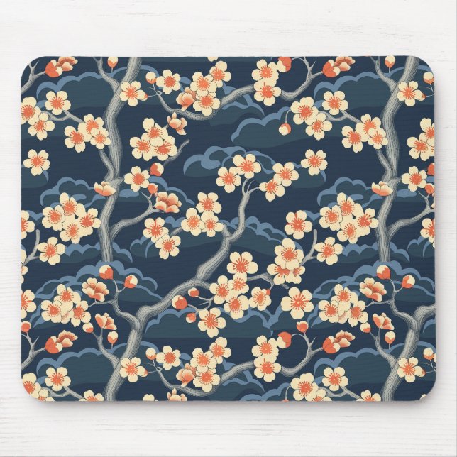 Elegant Cherry Blossom Seamless Pattern (11) Mouse Mat (Front)