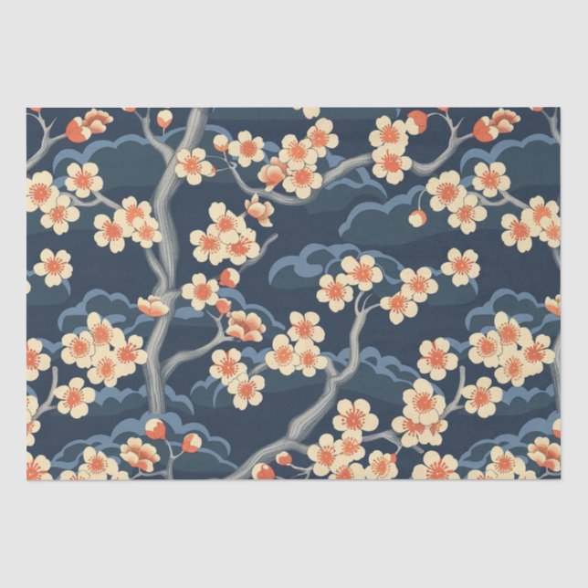 Elegant Cherry Blossom Seamless Pattern (11) Tissue Paper (Front)