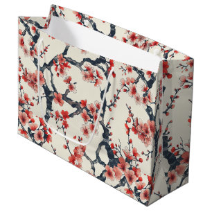 Elegant Cherry Blossom Seamless Pattern (13) Large Gift Bag