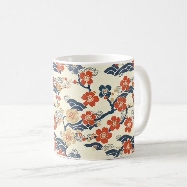 Elegant Cherry Blossom Seamless Pattern (14) Coffee Mug (Front Right)