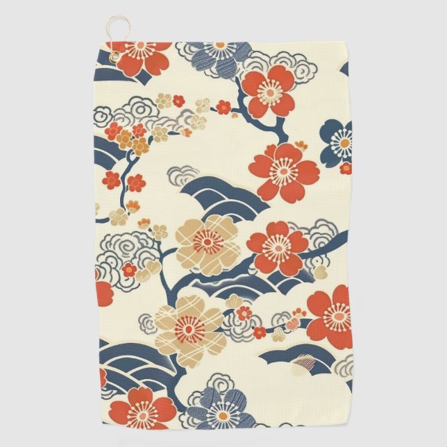 Elegant Cherry Blossom Seamless Pattern (14) Golf Towel (Front)