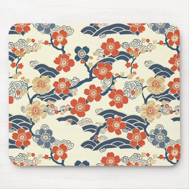 Elegant Cherry Blossom Seamless Pattern (14) Mouse Mat (Front)