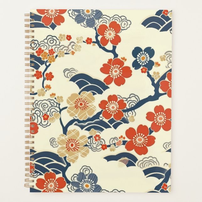 Elegant Cherry Blossom Seamless Pattern (14) Planner (Front)