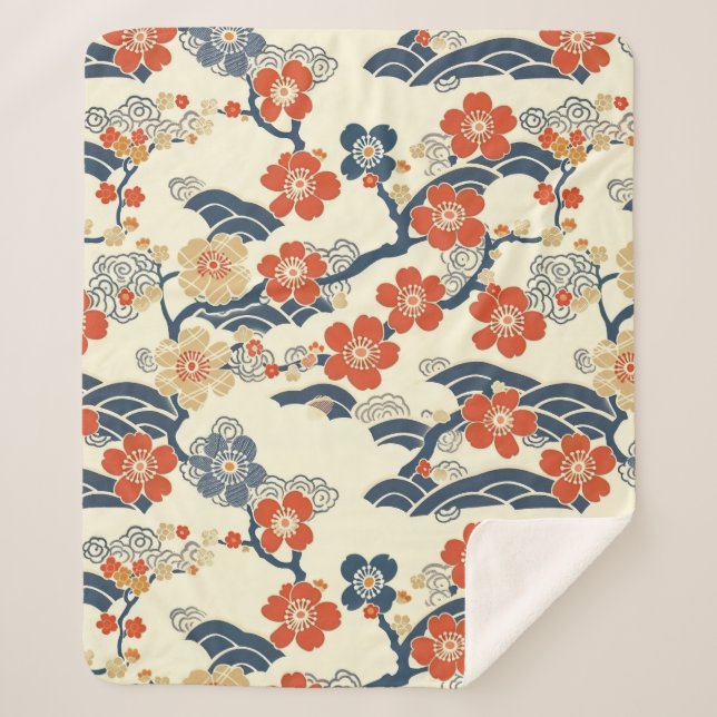 Elegant Cherry Blossom Seamless Pattern (14) Sherpa Blanket (Front)