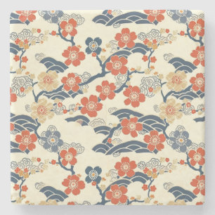Elegant Cherry Blossom Seamless Pattern (14) Stone Coaster
