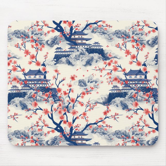 Elegant Cherry Blossom Seamless Pattern (15) Mouse Mat (Front)
