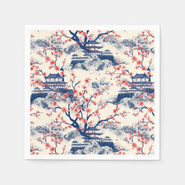Elegant Cherry Blossom Seamless Pattern (15) Napkin (Front)