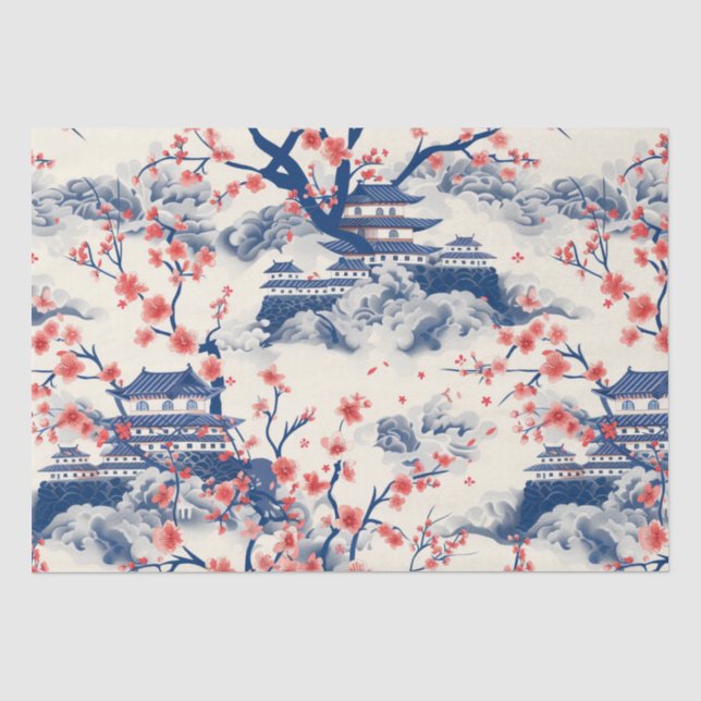 Elegant Cherry Blossom Seamless Pattern (15) Tissue Paper (Front)