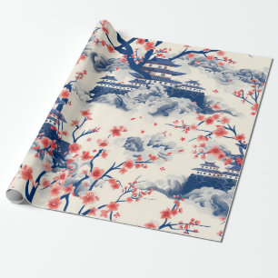 Elegant Cherry Blossom Seamless Pattern (15) Wrapping Paper