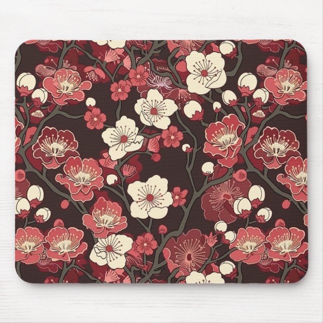 Elegant Cherry Blossom Seamless Pattern (16) Mouse Mat (Front)