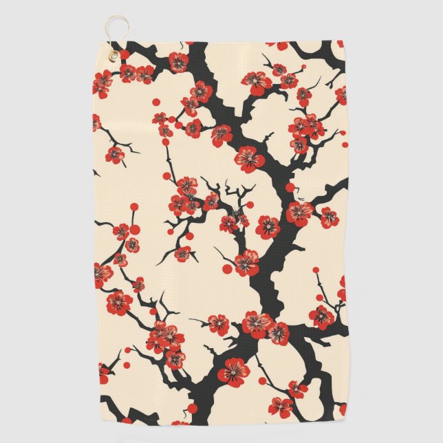 Elegant Cherry Blossom Seamless Pattern (1) Golf Towel (Front)