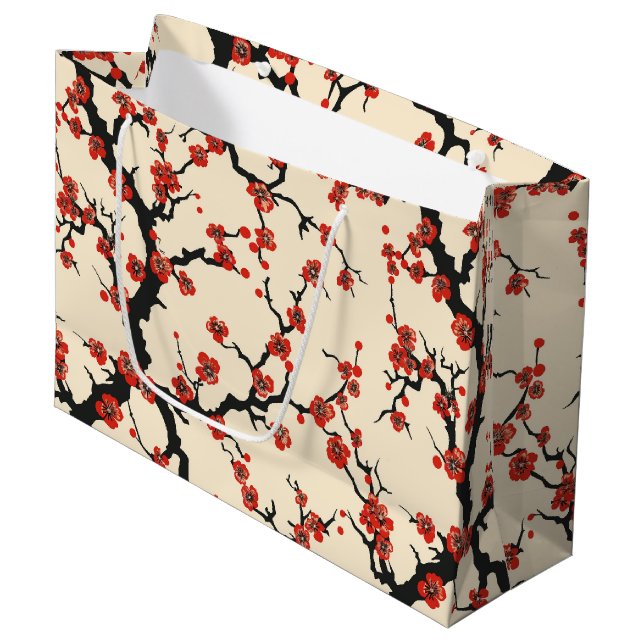 Elegant Cherry Blossom Seamless Pattern (1) Large Gift Bag (Front Angled)