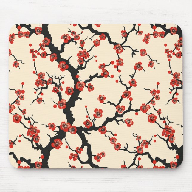 Elegant Cherry Blossom Seamless Pattern (1) Mouse Mat (Front)