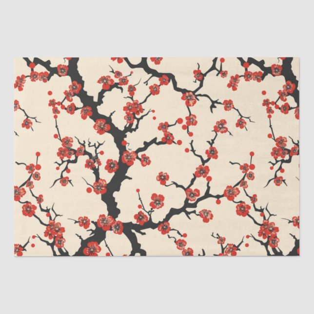 Elegant Cherry Blossom Seamless Pattern (1) Tissue Paper (Front)