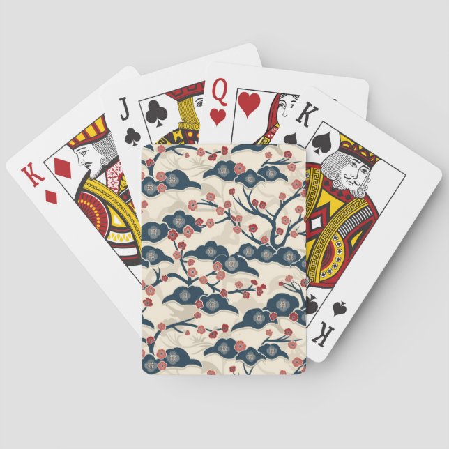Elegant Cherry Blossom Seamless Pattern (2) Playing Cards (Back)