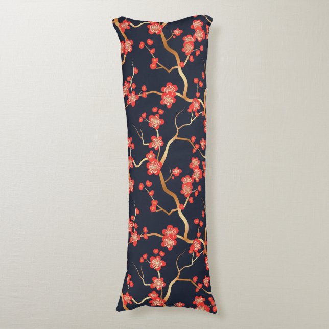 Elegant Cherry Blossom Seamless Pattern (3) Body Cushion (Front Vertical)